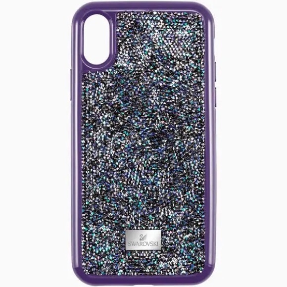 Swarovski Accessories - NEW Swarovski iPhone X/XS Glam Rock Rhinestone Druzy Purple Blue Phone Case